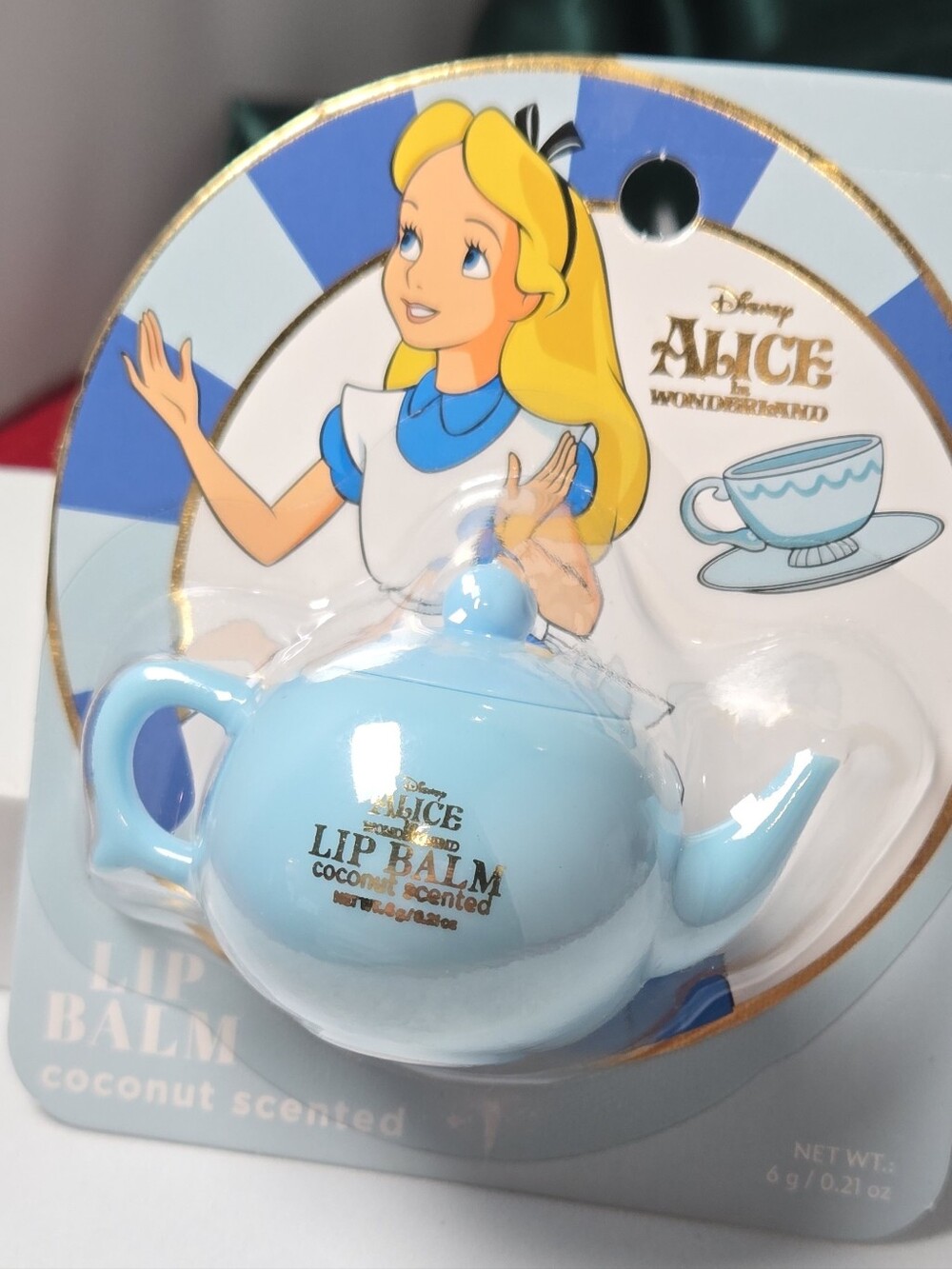 Disney Alice in Wonderland Lip Balm Blue Teapot Coconut Scented Tea Party NWT 4g - Picture 3 of 5